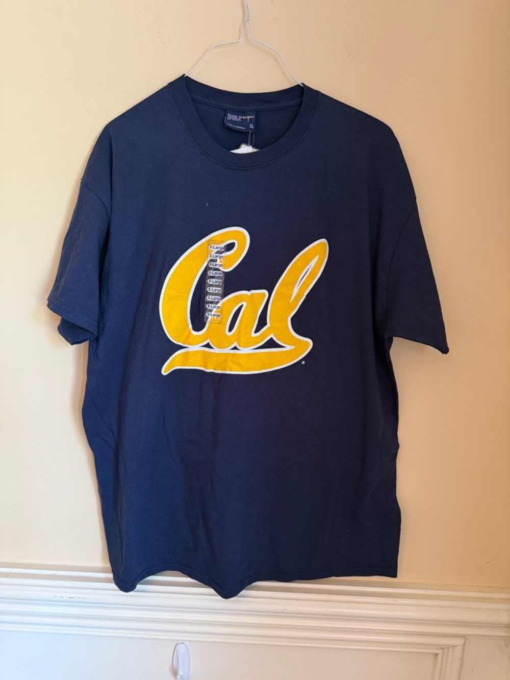 Cal Script Logo Short Sleeve Tee -‎ Navy & Gold Sz XL